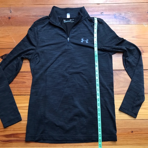 Under Armour Heather Grey Black Long Sleeve Half Zip Top, EUC, S - Picture 8 of 13